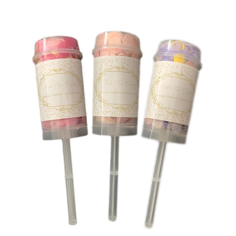 1pc runde push pop konfettis container konfetti poppers bryllup bryllup fødselsdag polterabend fester