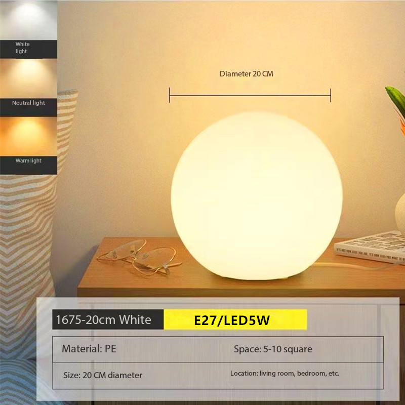 Schlafzimmer Nachttischlampe Tischdekoration Kugel Tischlampe LED Heimat einfaches Nachtnachtlicht warme Kinderzimmerbeleuchtung: Blau / Kaltes Weiß / Schwarz