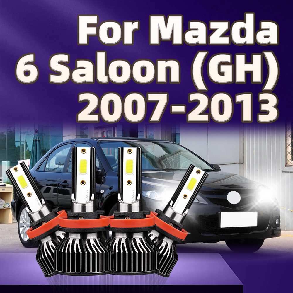 Ampoule LED pour sauna de voiture, 130W, 6000K, H9, H11, Mazda 6 Saloon GH, 2007, , , , , , , 4 pièces