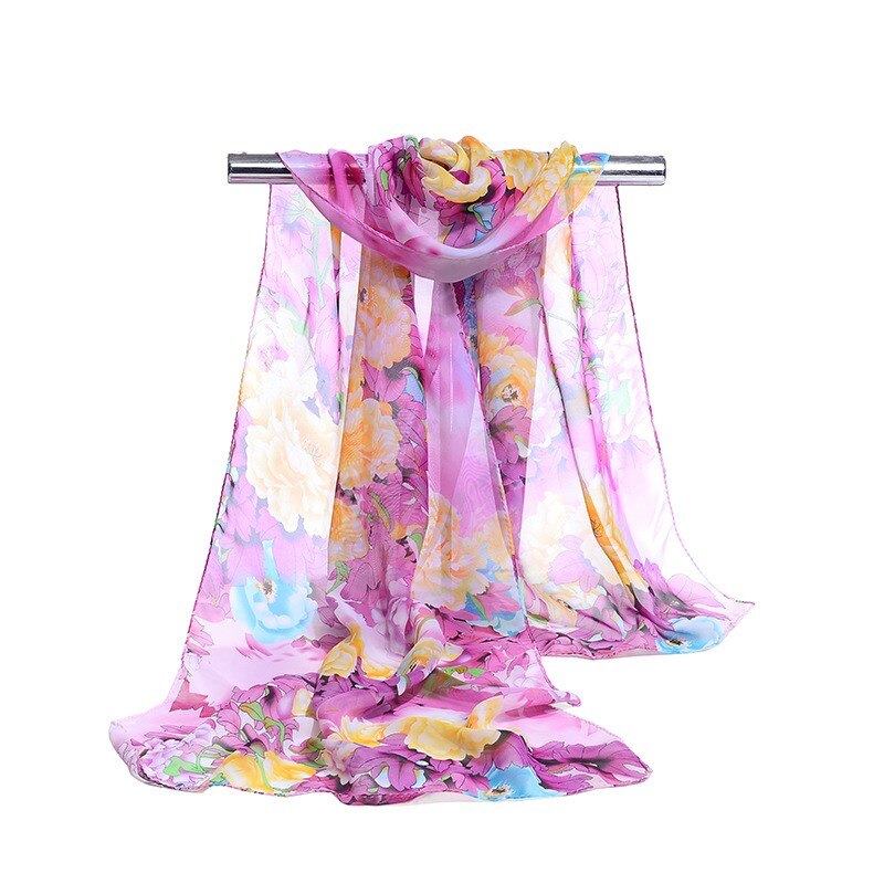 160*50cm- delige chiffon gestreepte sjaal, wilde sjaal, zonnebrandcrème, bloemensjaal, sjaals: Een -8