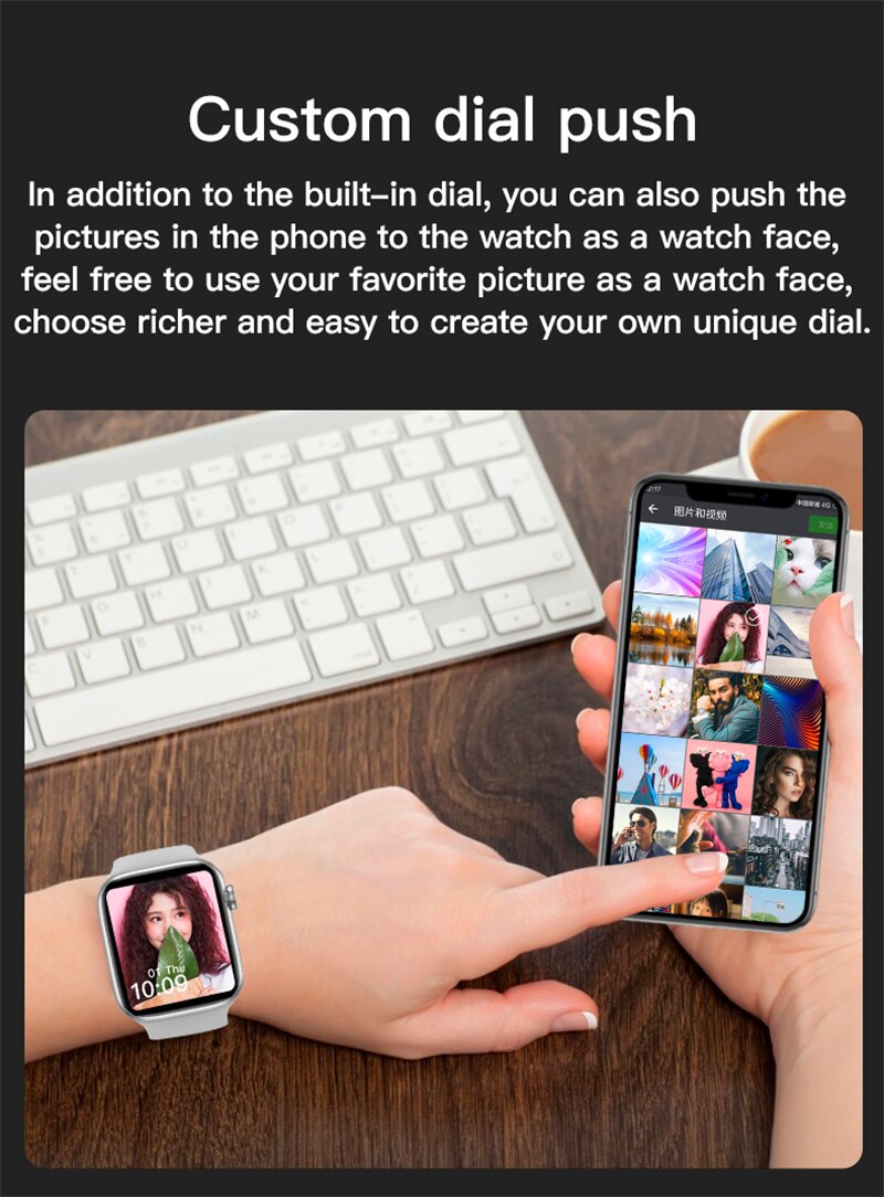 Iwo 10 t500 + relógio inteligente tela de 1.75 polegada freqüência cardíaca pressão arterial esportes rastreador fitness smartwatch para android ios telefone relógio