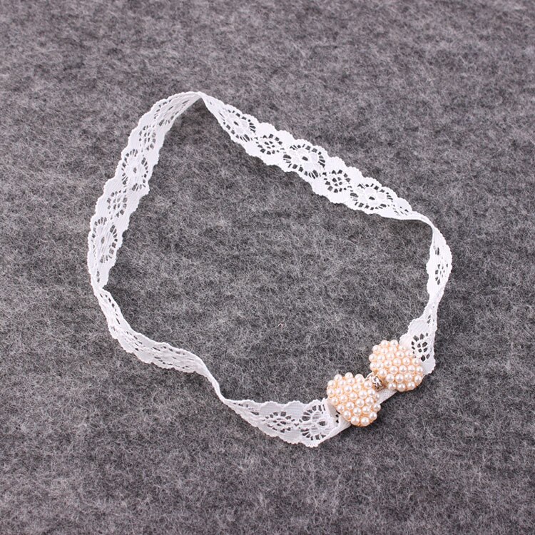 Accesorios para el cabello para niña, turbante, diadema para bebé, complemento para el pelo, lazo de perla, banda de pelo de encaje, banda blanca Lisa encantadora: Default Title