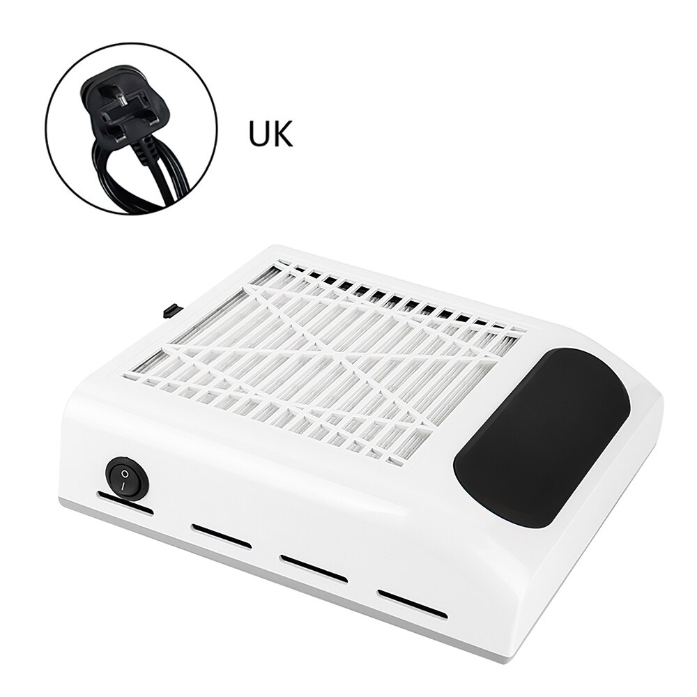 Professionele Nail Stofafzuiging Collector Sterke Fan 80W Nagels Stofzuiger Nail Art Salon Apparatuur Manicure Machine Tools: UK Plug