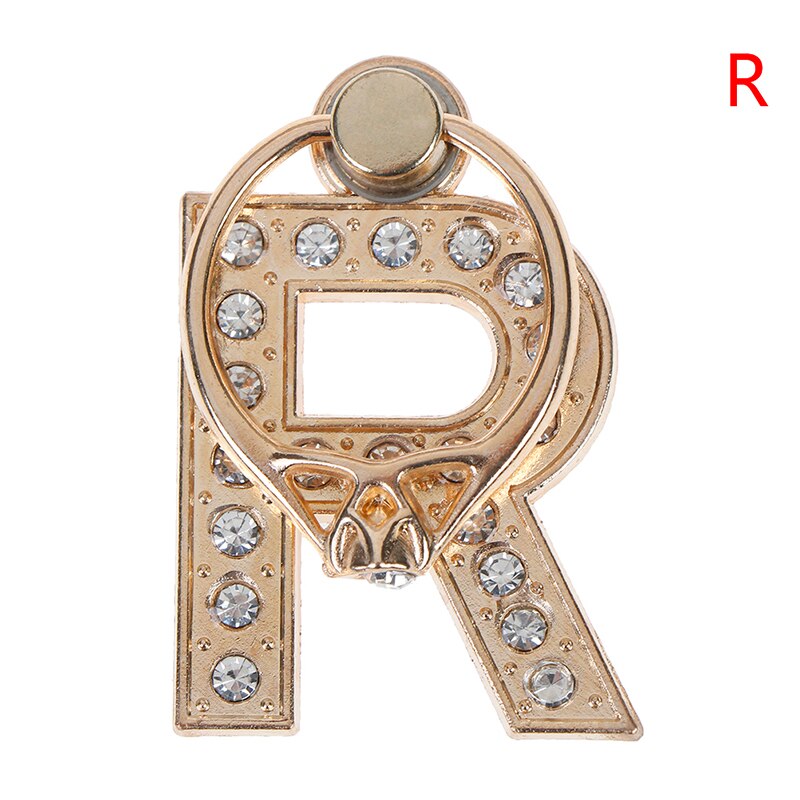 1pc 360 Degree Diamond Metal Letter A-Z Finger Ring Smartphone Stand Holder Mobile Phone Holder For iPhone 6s 7 8: R