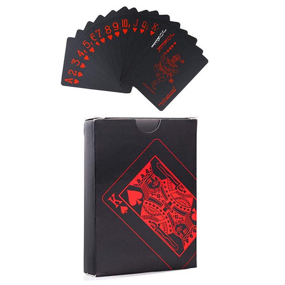 Playing Cards Educational Toys Water Resistant Black Playing Cards Plastic PVC Practical Magic Poker Gaming Card: red