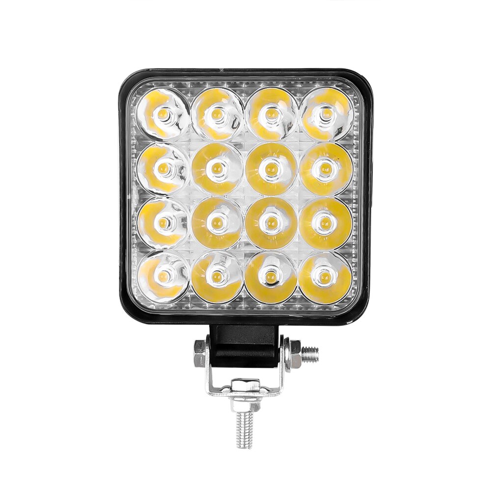 Barra de luz Led de trabajo para coche, foco cuadrado Cob de 48W, 12V, 16Led, para camión todoterreno, SUV, ATV, barco y motocicleta: 1pcs