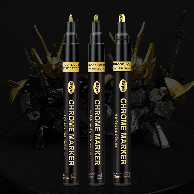 Gold Silver Copper Metallic Liquid Chrome Mirror Marker Pen Waterproof Ink Crude Nib Mirror Metal Effect Craftwork Pen