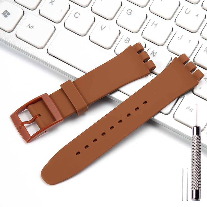 Correa de reloj de silicona de 17 19 y 20mm adecuada para correa de reloj SWATCH, correa de repuesto suave para mujeres y niños, pulsera impermeable con herramienta