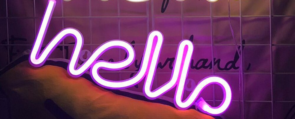 Led Neon Lights Sign Letter Neon Sign Night Light Bedroom Decoration Hello Love Dream Open Home Rainbow Cactus Lamp: Pink Hello