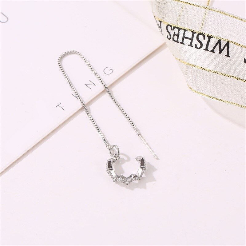 Koreaanse Lange Kwast Oor Manchet Oorbellen Voor Vrouwen Crown Oor Lijn Zoete Kleine Verse C Vormige Ear Bone Clip Mode sieraden 1Pc