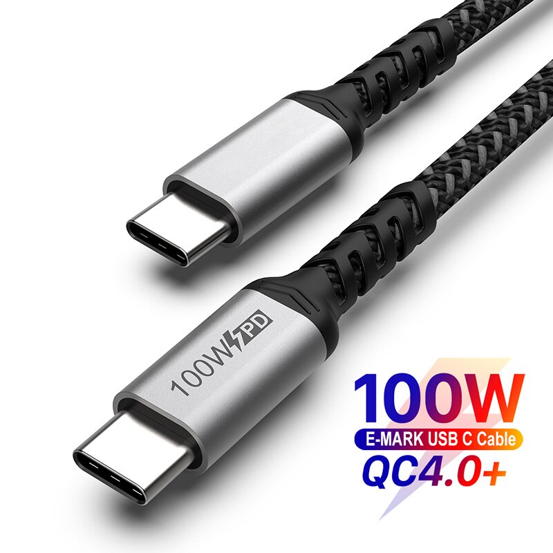 VOXLINK kabel USB C na USB C 100W rodzaj-c 5A E znak szybkie ładowanie pleciony przewód nylonowy kompatybilny MacBook zawodowiec iPad laptopy komputerowe: 2 m