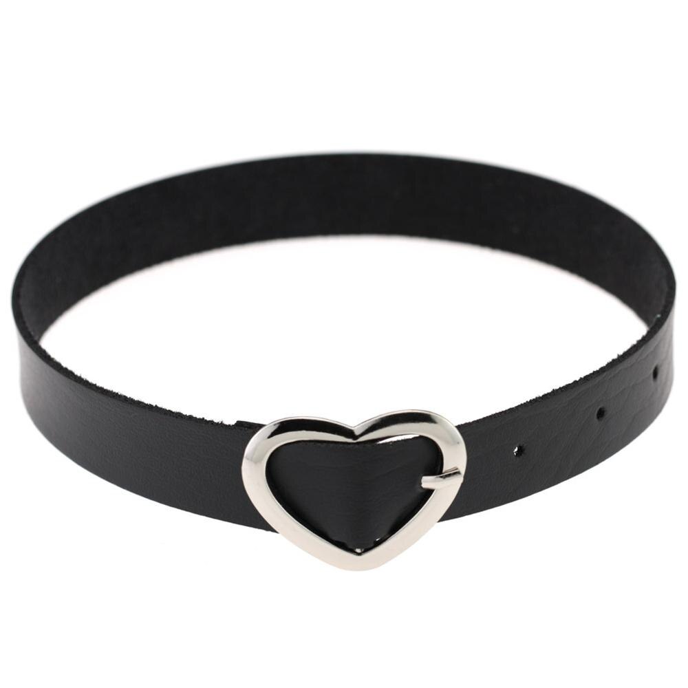 Punk Gothic Black Pu Leather Heart Cross Round Choker Necklace For Women Spike Rivet Neck Jewelry Chocker Collar Necklaces: 4