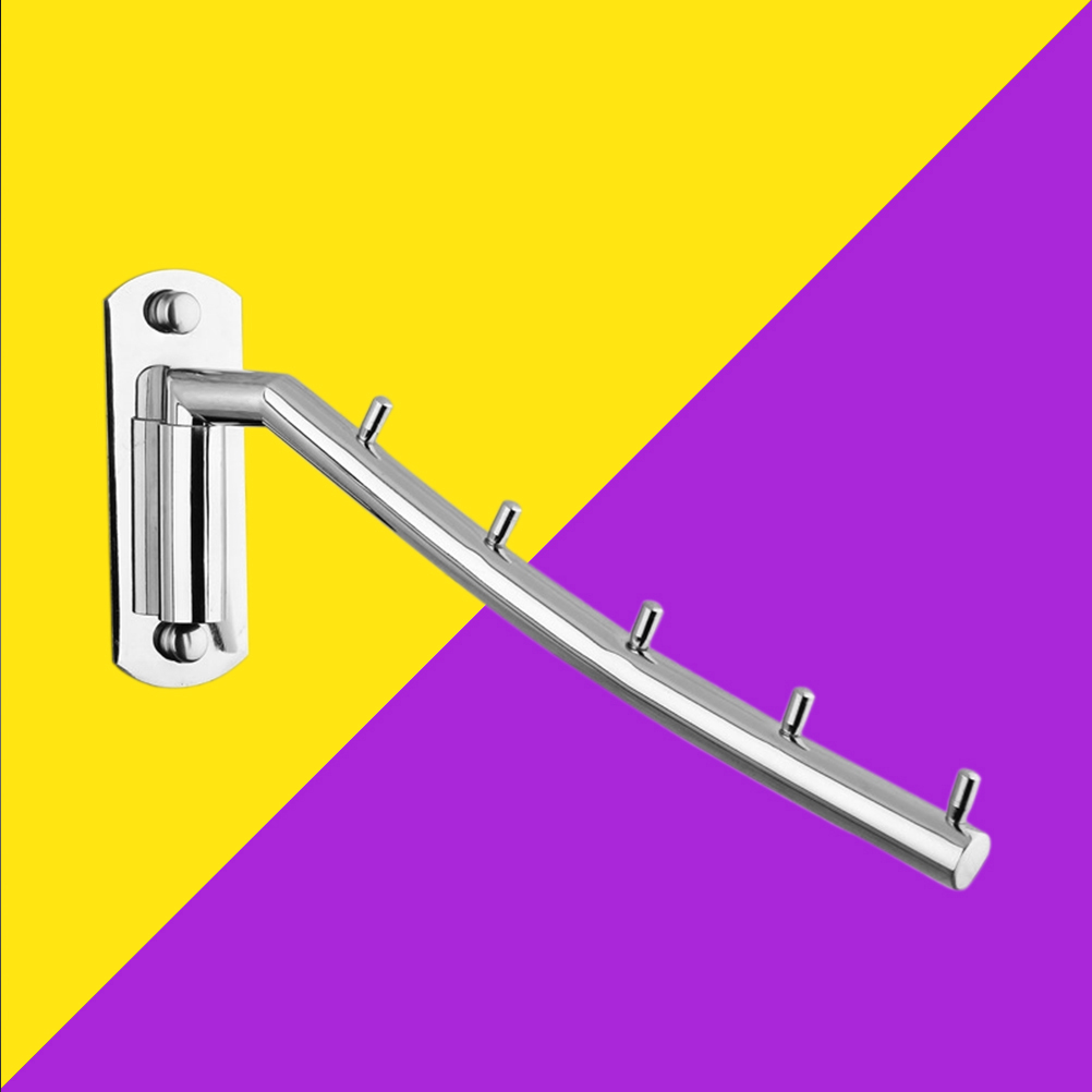 Wall Mounted Clothes Hanger Rack Rotatable Stainless Steel Clothes Organizer with Swing Arm Holder