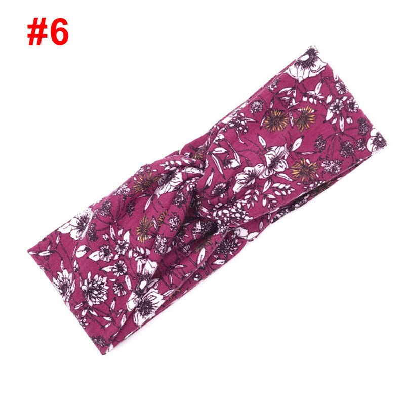 Vrouwen Bloem Bloemenprints Elastische Tulband Cross Knoop Haarband Brede Stretch Meisjes Haarband Haar Accessoires: 6