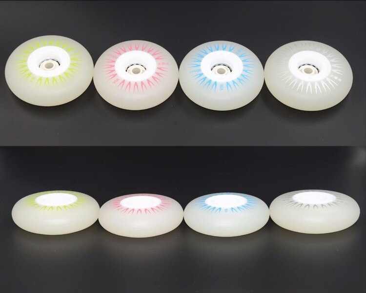 8 teile/los 90A 72mm 76mm 80mm 90mm 100mm 110mm Blinkende Rolle Räder PU LED Blitz inline skaten Slalom rollschuhen Rad