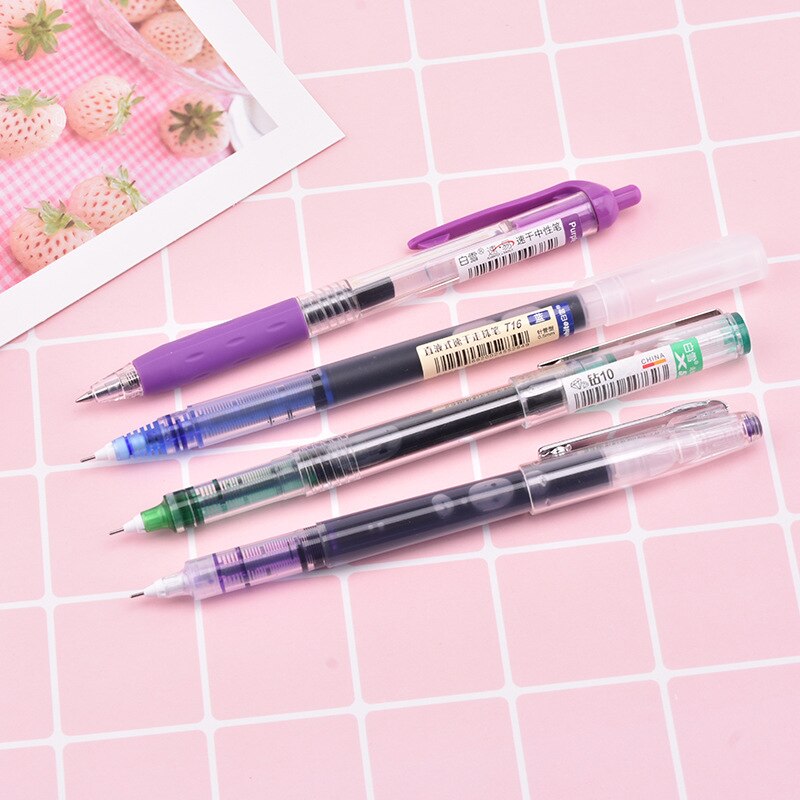 6PCS/7PCS/set Rollerball Pens 0.5mm Big Capacity Ink Gel Pen Set Muti-color Writing Office School Supplies Kawaii Stationery