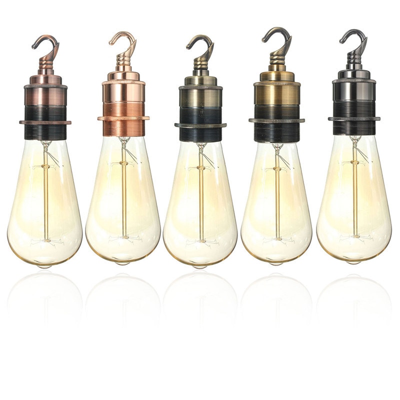 Beste Prijs E27/E26 Fijne Koperen Vintage Retro Edison Lamp Fitting Houder Haak Socket Schaduw Ring 110-220V