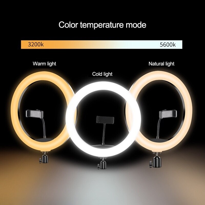 360 ° 8/10in rgb ring full color led selfie invullicht telefoon videolamp statief camera telefoon fotografie video make-up lamp