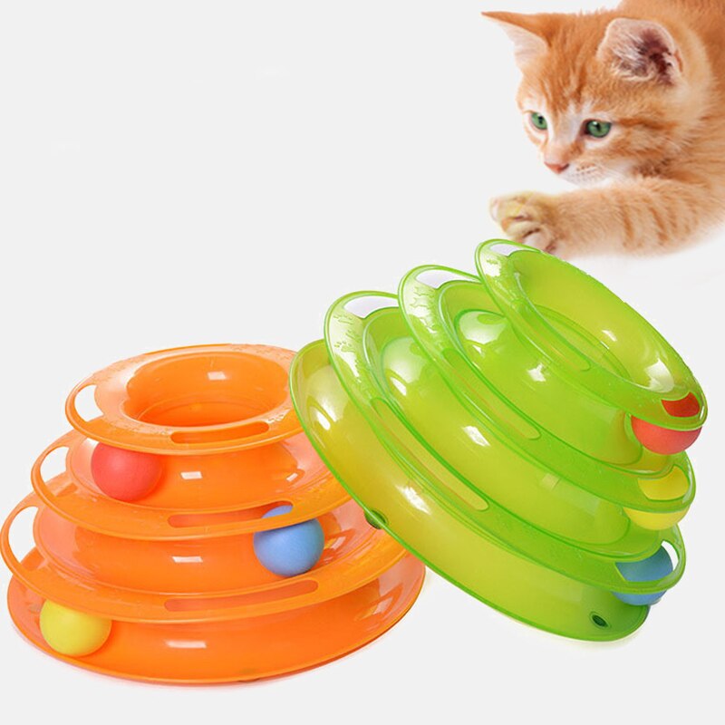 Torre con disco de tres niveles para gatos, suministros para mascotas, pelota de entrenamiento, placa de diversión, pistas para gatos, juguetes