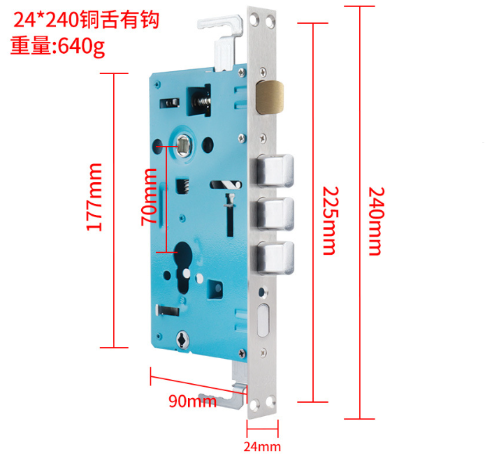 Anti theft door lock body engineering mechanical lock body 24 * 240 square head 30 * 240 cylindrical lock body: army green