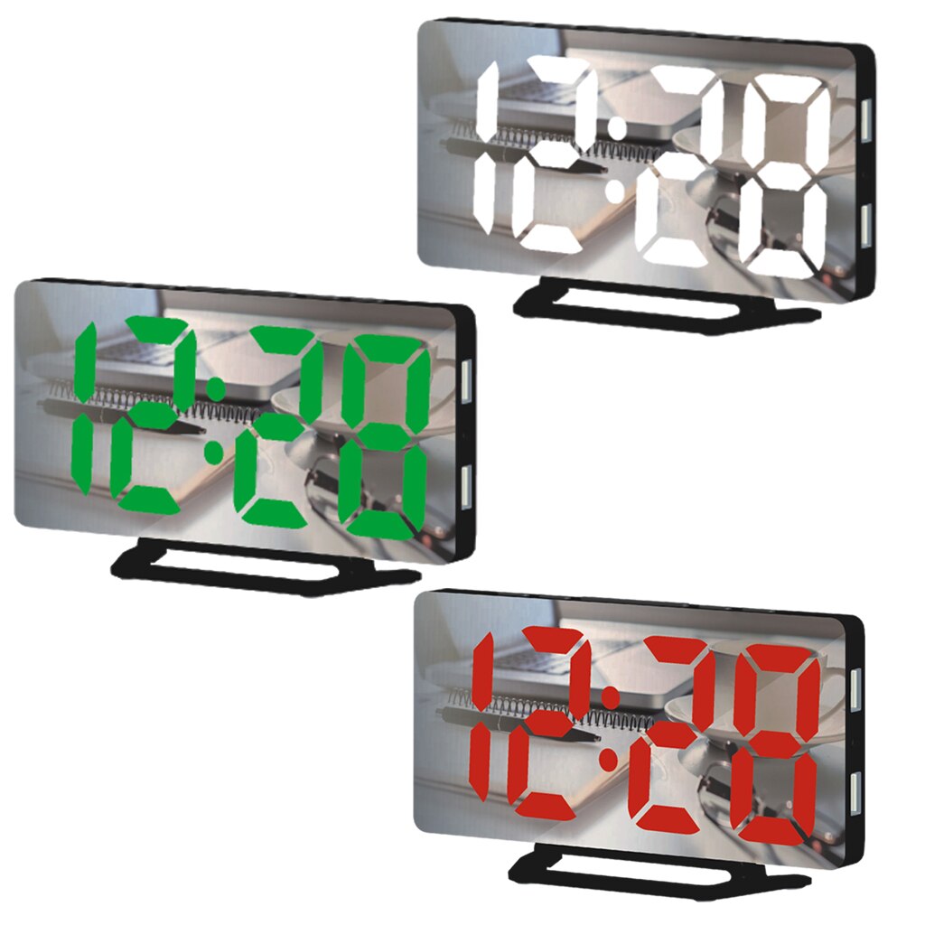 LED Digital Wall Clock 2 USB Port Desktop Simple Electronic Clock Student