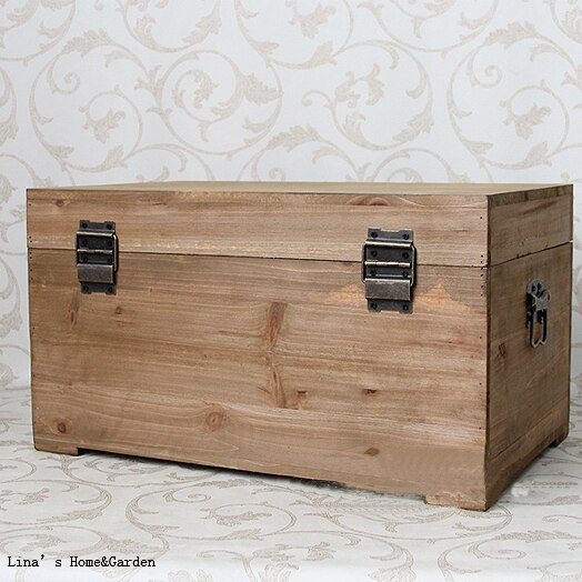 Handcrafted Solid Shabby Chic Wood Storage Box Trunk Chest