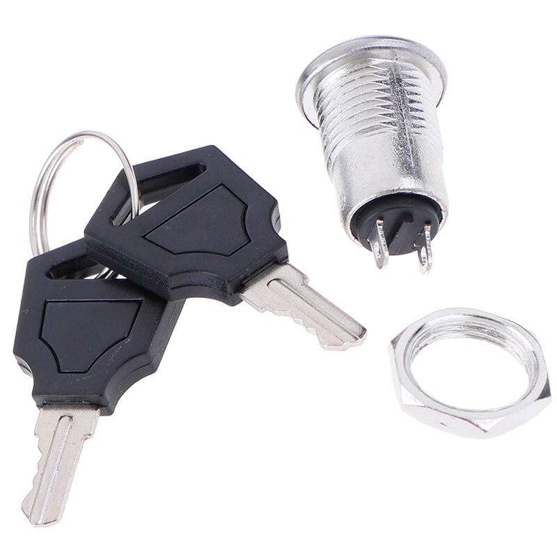 10.5mm 220V / 380V Zinc Alloy Electronic Key Switch ON OFF Lock Switch Phone Lock Security Power Switch S1203 2PIN 2 Keys !