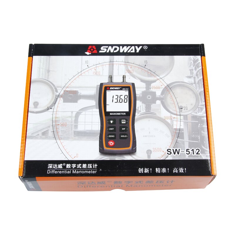 SNDWAY Portable LCD Display Digital Differential Manometer Air pressure Gauges Meter