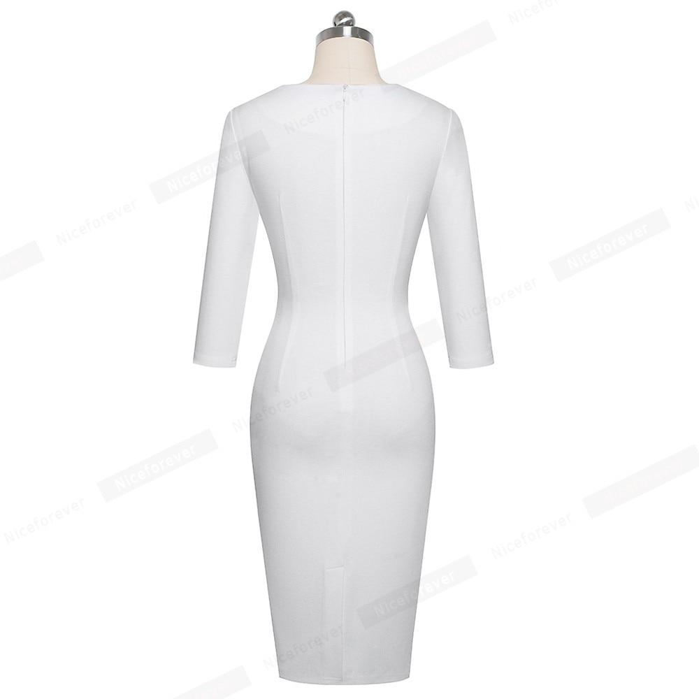 Nice forever Vintage Elegant Patchwork Office Dress Business Party Bodycon Women Pencil Dress B551 main image 1