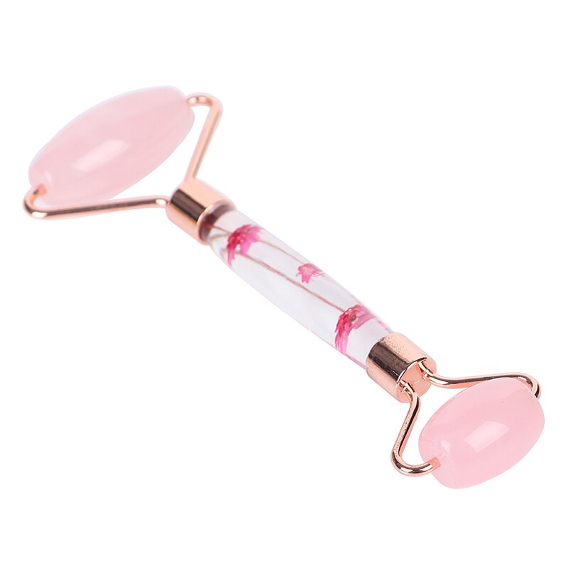 1Pcs Rose Quartz Jade Roller Bloem Pole Roller Gezicht Lifting Massager Facial Manuele Massage Roller: C