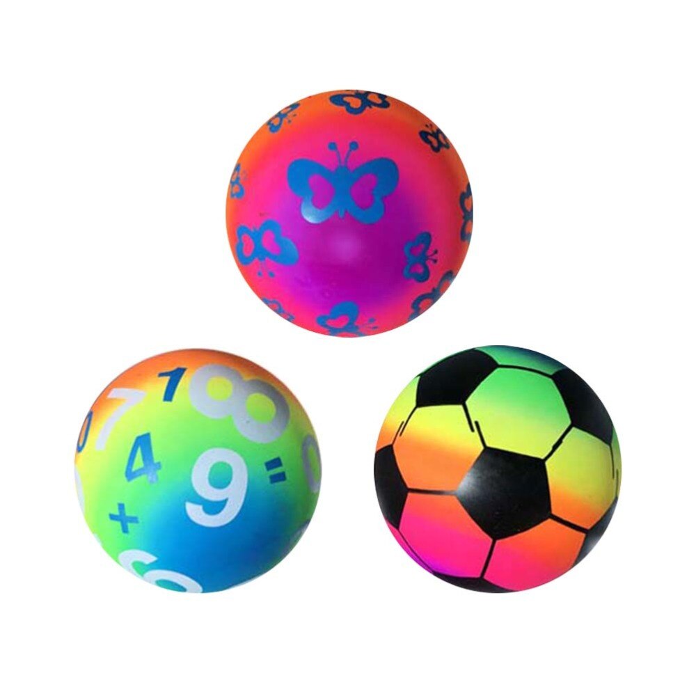 3pcs Rainbow Balls Inflation Playing Sports Funny Thickened Kickballs Handballs for Indoor Playground: Default Title