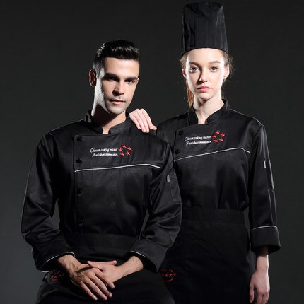 M  to 4xl stor størrelse kokk jakke hotell kvinner og menn kokk slitasje western restaurant kokk master coat: Svart / Xxl