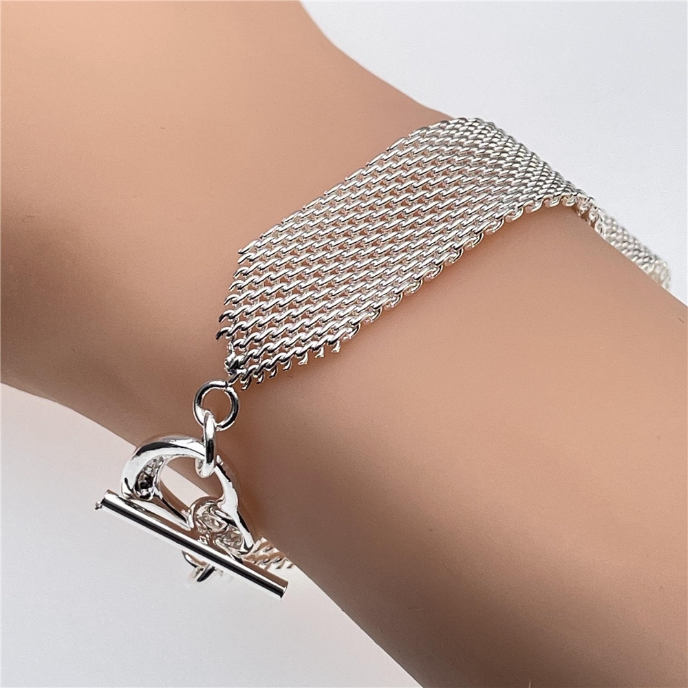 Originele 925 Sterling Zilver Netto Ketting Armbanden Oorbellen Voor Vrouwen Sieraden Sets Party Streetwear