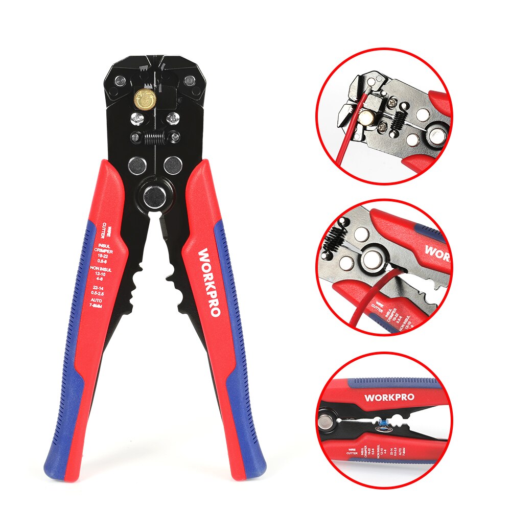 WORKPRO Automatic Crimping Wire Stripper Wire Cutter Multifunction Peeling Hand Tools Crimper Cable Cutter: W031314A    NEW