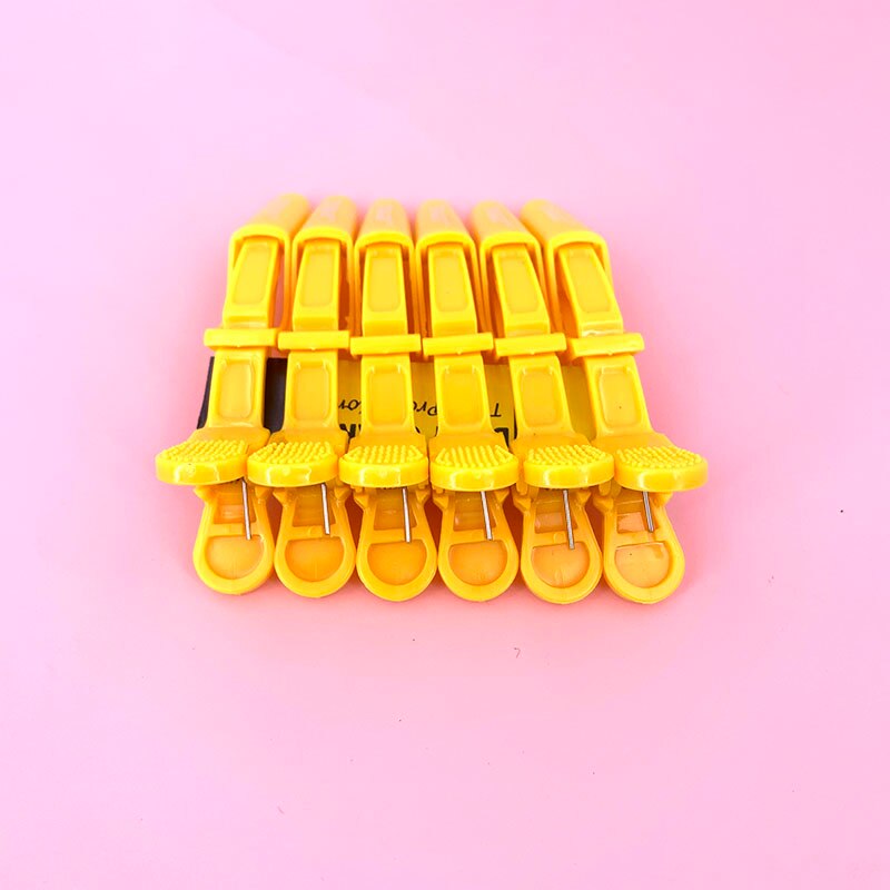 6 Stks/partij Plastic Haar Clip Kappers Klemmen Klauw Haar Sectie Clips Grip Snijden Barbers Voor Salon Hair Styling Accessoires: Yellow-6pc