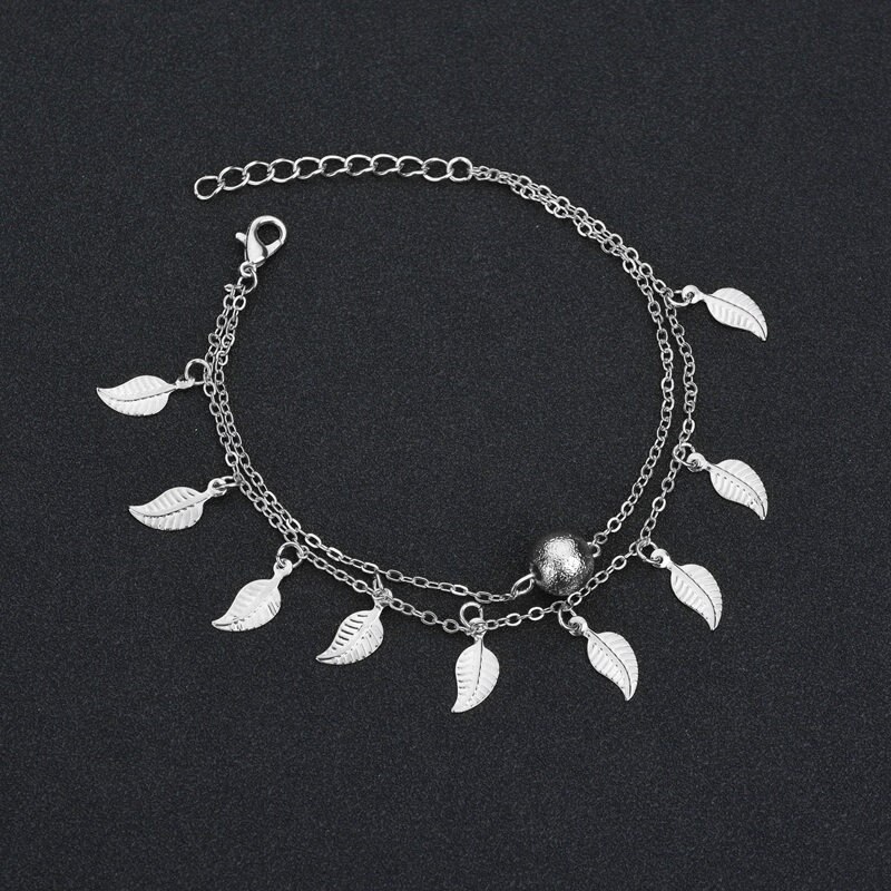 Enkelbanden Vrouwen Strand Voeten Armbanden Leaf Decoratie Boho Been Armband Rvs Enkelband Lichtmetalen Sieraden Accessoires