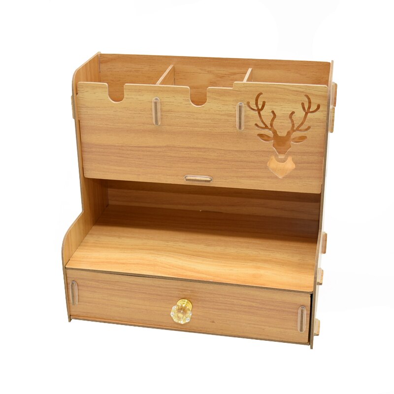 1Pcs Multi-function Wooden Desktop Pen Holder Office School Storage Case Desk Pen Pencil Organizer: Style2