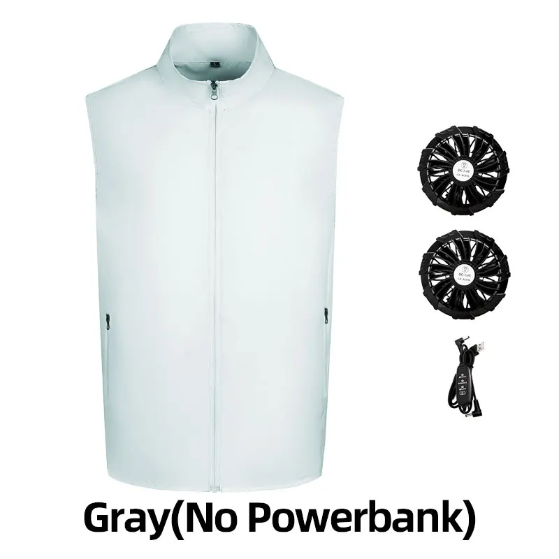 Zomerse visvest, koelvest voor mannen, ventilatorvest, airconditioningkleding voor vrouwen, ventilatorkleding, klimvest, koelvest voor het lichaam.: Xl / Zwart