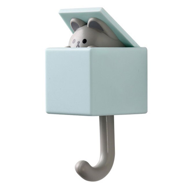 Crochet mural sans couture pour chat, , pour clés, parapluie, porte-serviettes, porte-manteau, mignon, animaux, décoration murale: Light blue