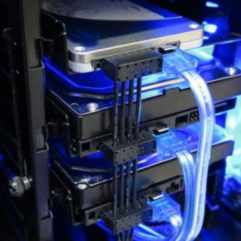 4-Pin Ide 1 Tot 5 Sata Power Cable Adapter Splitter Kabels 18 Awg Black Mouwen 40Cm Voor pc Server