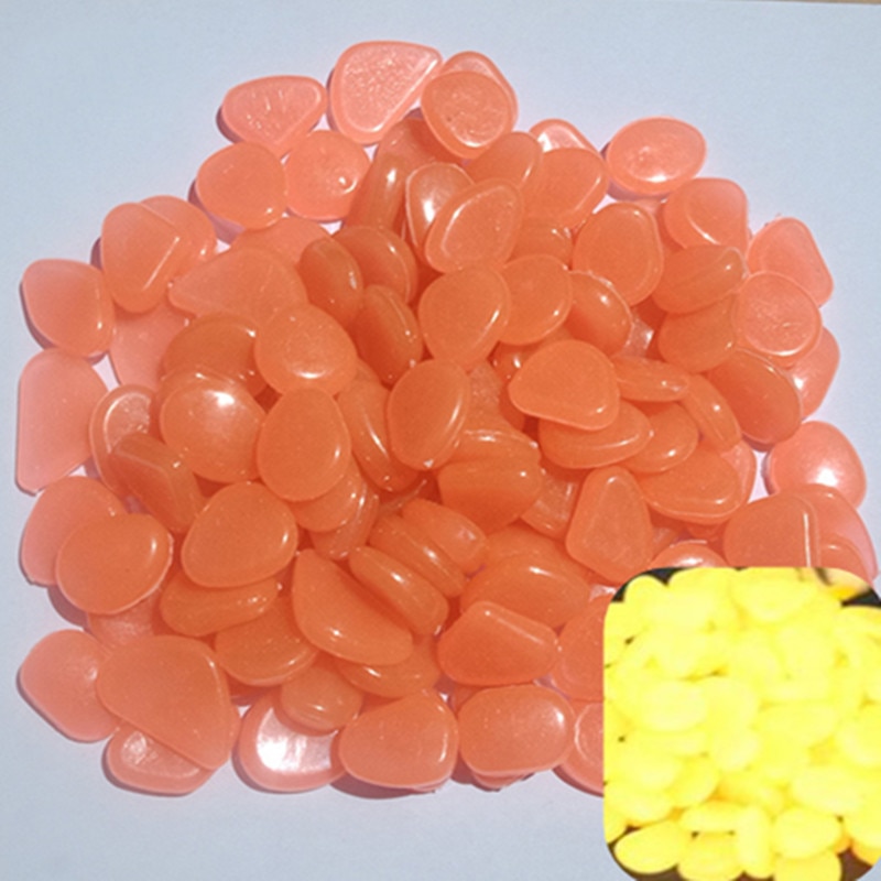 Piedras fluorescentes para pecera de jardín, accesorios de decoración de piedra luminosa para acuario, piedras brillantes en la oscuridad, , 10 Uds.: 10PCS Orange