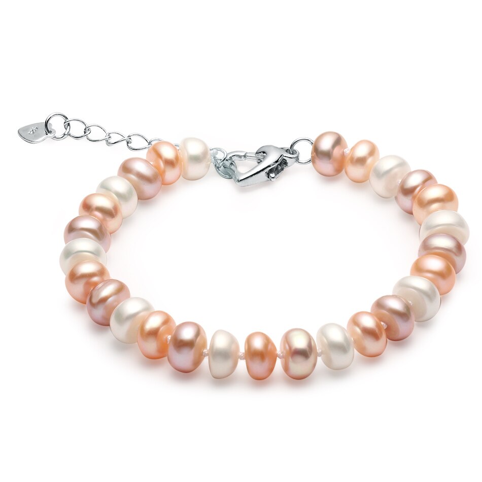 Natuurlijke Zoetwater Parel Armbanden Voor Vrouwen Verbazingwekkende Prijs 8-9mm Parel Sieraden Zilveren 925 Armband sieraden: Multi