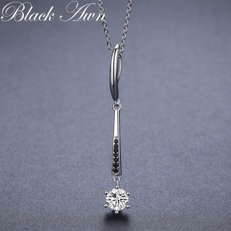 Schwarze ahne silber halskette, echte 100% 925 sterling silber schiebehalskette damenschmuck klassische runde halsketten & anhänger  k071