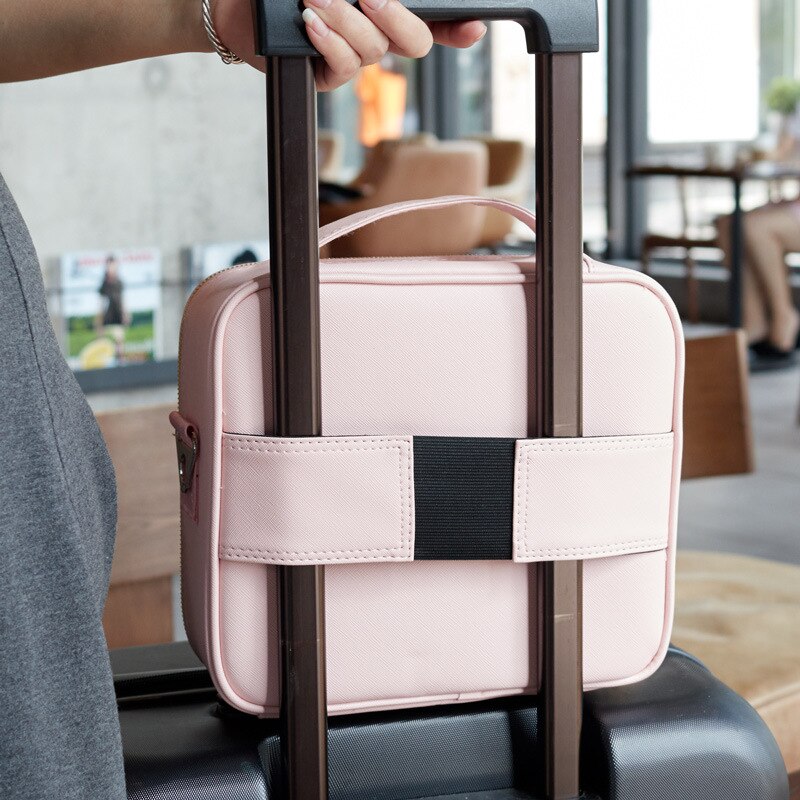 Kvinner merke makeup case full kosmetisk veske arrangør skinn skjønnhet manikyr reise sminke koffert
