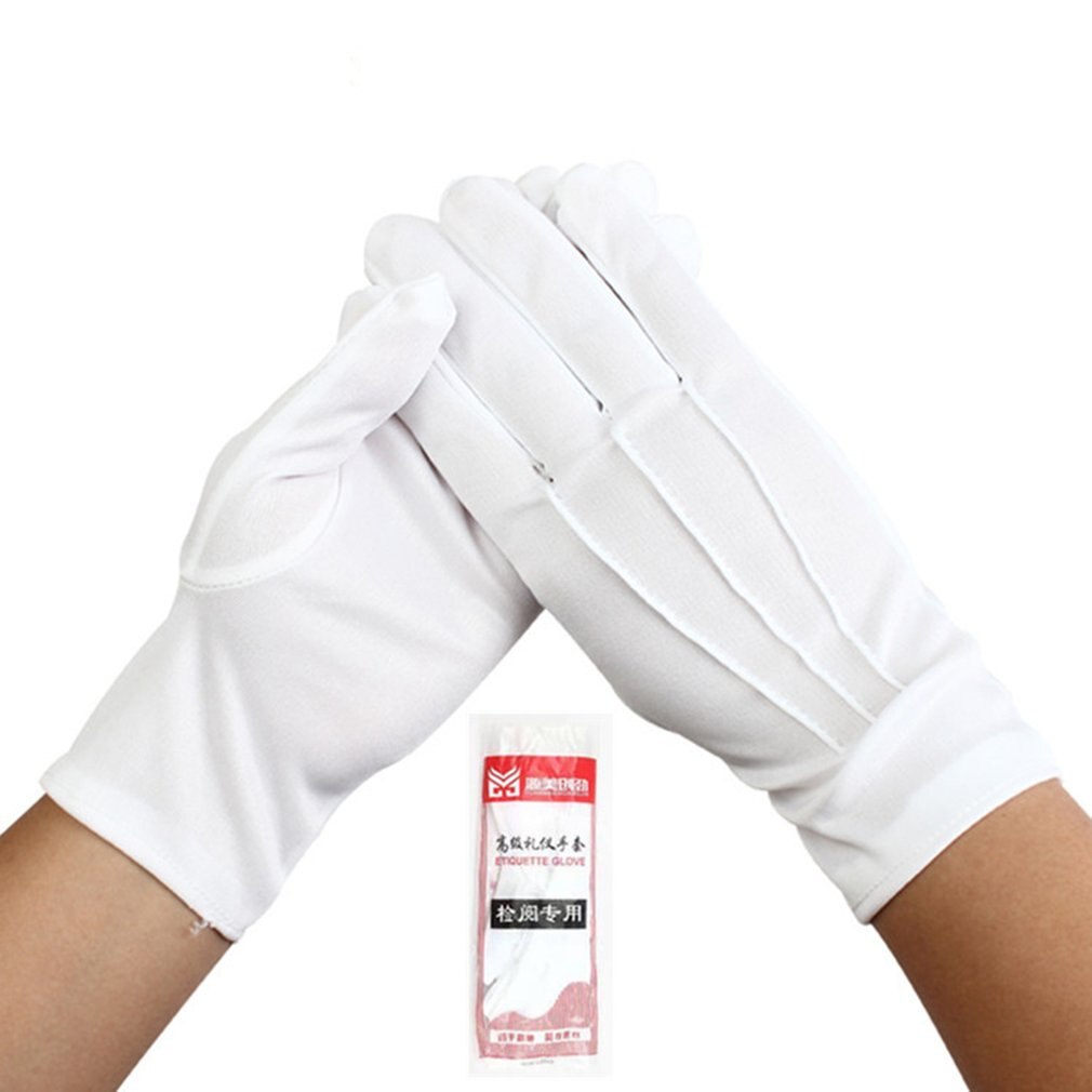 Gants blancs en coton pour hommes, pour se laver les mains, pour éviter le fil de coton fin, col rond, sans manches