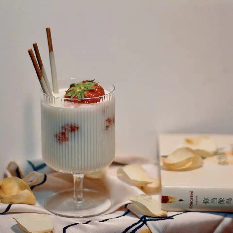 Netto Rode Ijs Cup Hoge Waarde Streep Glas Sap Drinken Beker Yoghurt Pudding Beker Ijs Cup