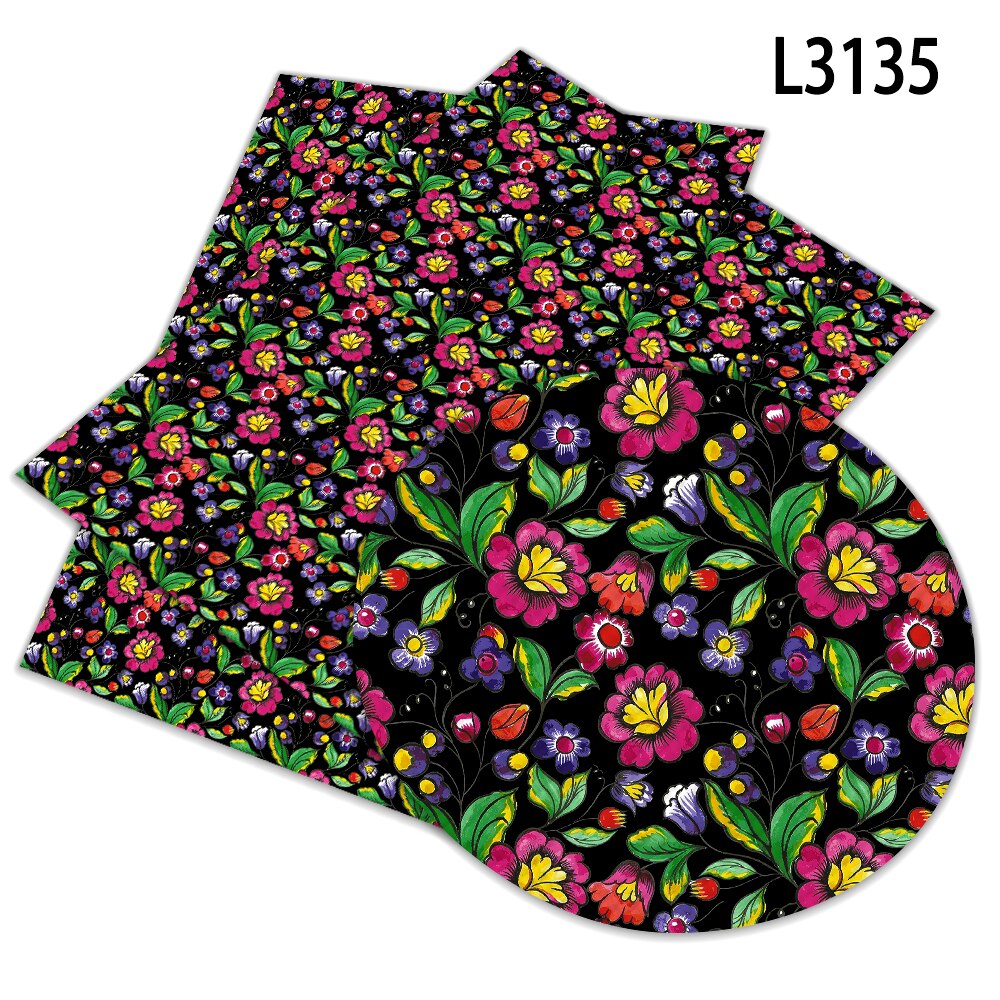 Arriavl Beautiful Flower Pattern A4 22x30cm Printed Faux Leather for DIY Bag Material Fabric L312 L313: L3135