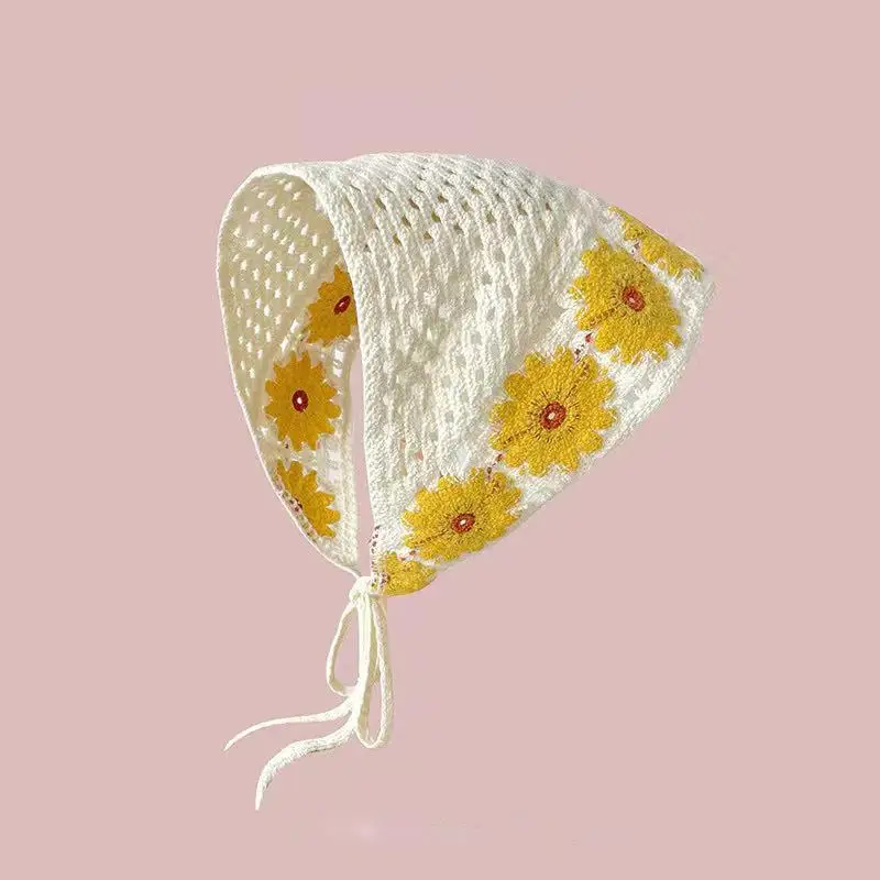 Blanc tissé dentelle florale cheveux écharpe enveloppes femmes rétro Triangle foulard chapeau voyage dentelle cheveux écharpe bandeau cheveux accessoires: kaki foncé