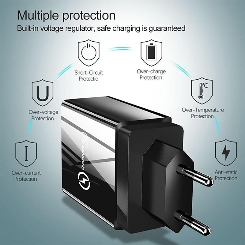 4 portas de carga rápida 3.0 usb carregador eua/ue plug carregador de parede para iphone huawei samsung xiaomi