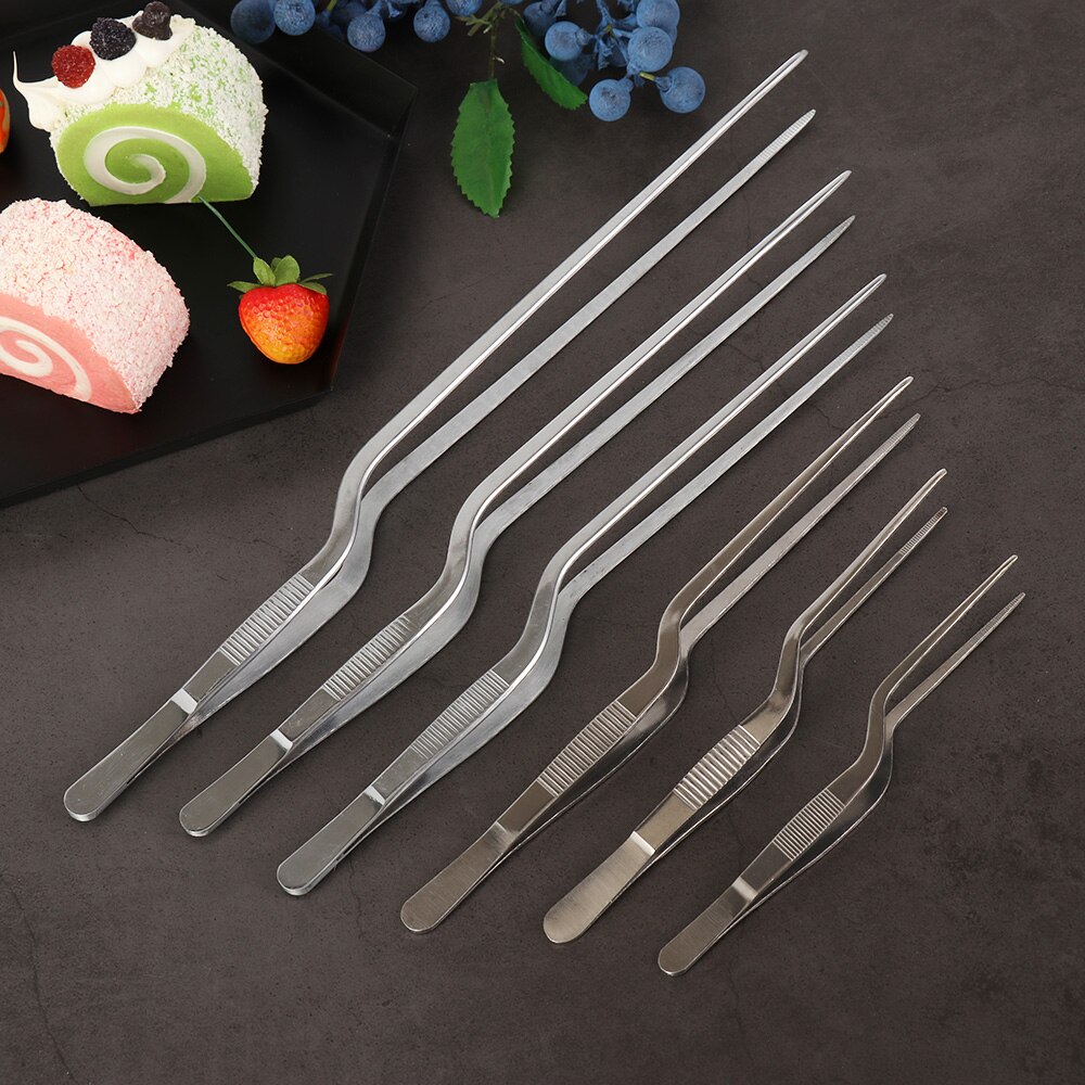 1PC Various Sizes Plating Chef Food MiniTweezer BBQ Clip Barbecue Tongs Serving Presentation Stainless Steel Offset Kitchen Tool